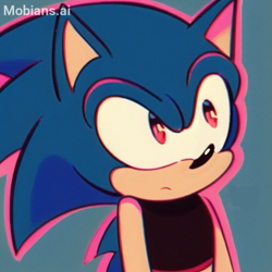 Size: 2048x2048 | Tagged: safe, ai art, artist:mobians.ai, sonic the hedgehog, hedgehog, alternate eye color, binder, frown, looking up, male, mobius.social exclusive, outline, pink eyes, prompter:taeko, solo, standing, trans male, transgender