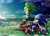 Size: 3000x2143 | Tagged: safe, artist:alisa006, jet the hawk, sonic the hedgehog, bird, hedgehog, sonic riders: zero gravity, 2023, abstract background, duo, gay, hawk, jet x sonic, lidded eyes, male, males only, outdoors, petals, shipping, sitting, smile, standing