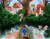 Size: 1920x1507 | Tagged: safe, artist:tyrel oshinowo, sonic the hedgehog, hedgehog, back view, from behind, lake, male, mushroom, mushroom hill, reflection, ring, solo, sonic the hedgehog 3, spring, standing, tree, water