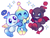 Size: 1131x851 | Tagged: safe, artist:3dfeels, chao, :>, agender, agender only, chaobetes, cute, dark chao, eyes closed, hero chao, hugging, neutral chao, simple background, smile, sparkles, trio, trio agender, white background