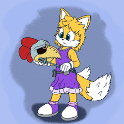 Size: 1500x1500 | Tagged: safe, artist:theowlgoesmoo, miles "tails" prower, scratch, gender swap