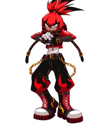 Size: 1121x1377 | Tagged: safe, artist:kaiyuki04, knuckles the echidna, 2023, chain, clothes, cracking knuckle, looking at viewer, punk, simple background, smile, solo, standing, white background