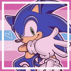Size: 2048x2048 | Tagged: safe, sonic the hedgehog, anonymous artist, edit, femboy pride, heart, icon, outline, pride, pride flag background, solo