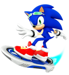 Size: 2356x2545 | Tagged: safe, artist:nibroc-rock, sonic the hedgehog, 3d, extreme gear, looking at viewer, simple background, smile, solo, sonic riders, sunglasses, transparent background