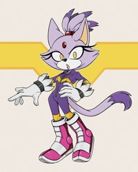 Size: 1600x2000 | Tagged: safe, blaze the cat, abstract background, blaze's riders outfit, hand on hip, looking at viewer