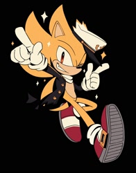 Size: 1570x2000 | Tagged: safe, artist:deegeemin, sonic the hedgehog, super sonic, fingergun, sonic's captain outfit, super form, wink