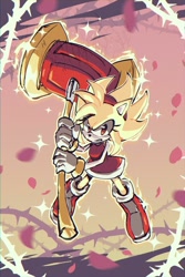Size: 1333x2000 | Tagged: safe, artist:azurenimbus, amy rose, abstract background, piko piko hammer, super amy