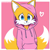 Size: 2048x2048 | Tagged: safe, ai art, artist:mobians.ai, miles "tails" prower, border, hand in pocket, heart, hood up, hoodie, looking at viewer, pink background, prompter:taeko, simple background, smile, solo