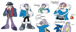 Size: 2544x1074 | Tagged: safe, artist:windstarosprey, robotnik, rotor walrus, sonic the hedgehog, tundra the walrus, dialogue, english text, sherman the walrus, signature, sketch page