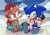 Size: 1900x1320 | Tagged: safe, artist:jadepesky, artist:jondobbsart, sally acorn, sonic the hedgehog, duo, sock puppet