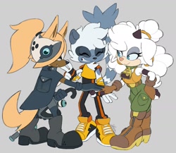 Size: 1677x1455 | Tagged: safe, artist:shira hedgie, lanolin the sheep, tangle the lemur, whisper the wolf