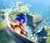 Size: 2048x1761 | Tagged: safe, artist:ladylunanova, sonic the hedgehog, sonic frontiers, 3d, edit, female, from above, grin, rail grinding, smile, solo, trans female, transgender, water
