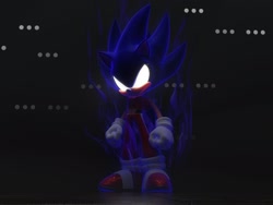 Size: 1920x1440 | Tagged: safe, artist:ladylunanova, sonic the hedgehog, 3d, abstract background, dark form, dark sonic, female, glowing eyes, looking at viewer, missing pupils, solo, standing, trans female, transgender