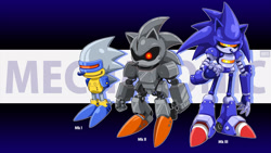 Size: 1920x1080 | Tagged: safe, artist:djayterios1996, mecha sonic, robo sonic, silver sonic, 2017, abstract background, character name, english text, outline, robot, standing, trio
