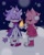 Size: 1080x1350 | Tagged: safe, artist:yamham154, amy rose, blaze the cat, cat, hedgehog, 2023, amy x blaze, blushing, cute, eyes closed, female, females only, fire, flame, lesbian, shipping, winter, winter outfit