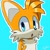 Size: 2000x2000 | Tagged: safe, artist:sonikku1999, miles "tails" prower, 2023, :o, blue background, icon, looking at viewer, mouth open, outline, signature, simple background, solo, white outline
