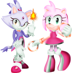 Size: 929x943 | Tagged: safe, artist:the-brunette-amitie, amy rose, blaze the cat, cat, hedgehog, 2017, amy x blaze, amy's halterneck dress, blaze's tailcoat, cute, female, females only, flame, lesbian, looking at viewer, rings, shipping