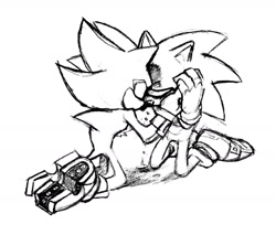 Size: 1676x1428 | Tagged: safe, artist:flightyalrighty, shadow the hedgehog, sonic the hedgehog, comforting, crying, duo, eyes closed, gay, holding them, kneeling, line art, shadow x sonic, shipping, simple background, tears, tears of sadness, white background