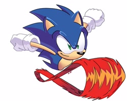 Size: 2048x1629 | Tagged: safe, artist:caraquedesenha, sonic the hedgehog, 2023, looking ahead, running, simple background, smile, solo, white background