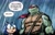 Size: 2000x1271 | Tagged: safe, artist:awd, sonic the hedgehog, big oof, crossover, dialogue, english text, looking offscreen, rain, raphael (tmnt), teenage mutant ninja turtles