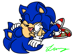 Size: 842x635 | Tagged: artist needed, safe, sonic the hedgehog, duo, eyes closed, french kiss, gay, kiss, lying down, lying on them, self paradox, selfcest, shipping, signature, simple background, sonic x sonic, tongue out, transparent background
