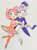 Size: 1024x1399 | Tagged: safe, artist:mikumydearest, amy rose, blaze the cat, cat, hedgehog, 2018, amy x blaze, amy's halterneck dress, blaze's tailcoat, butt, clothes, cute, dress, female, females only, hugging, lesbian, looking back, one eye closed, panties, shipping, traditional media