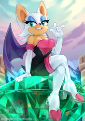 Size: 900x1280 | Tagged: safe, artist:skeleion, rouge the bat, master emerald