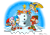Size: 1700x1200 | Tagged: safe, artist:nextgrandcross, amy rose, knuckles the echidna, miles "tails" prower, robotnik, sonic the hedgehog, echidna, fox, hedgehog, christmas, classic amy, classic knuckles, classic sonic, classic sonic (universe), classic tails, female, male, snowman