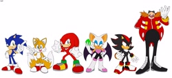 Size: 4096x1862 | Tagged: safe, artist:branflaixx, knuckles the echidna, miles "tails" prower, robotnik, rouge the bat, shadow the hedgehog, sonic the hedgehog