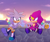 Size: 1280x1083 | Tagged: safe, artist:verocitea, espio the chameleon, silver the hedgehog, hedgehog, candy, chameleon, duo, male, sitting, sunset