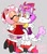 Size: 782x880 | Tagged: safe, artist:korbydaze, amy rose, blaze the cat, cat, hedgehog, 2020, amy x blaze, amy's halterneck dress, blaze's tailcoat, blushing, clothes, cute, dress, eyes closed, female, females only, hand on back, hearts, kiss on cheek, lesbian, shipping