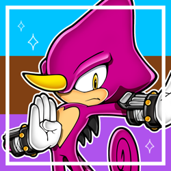 Size: 2048x2048 | Tagged: artist needed, safe, espio the chameleon, androsexual, androsexual pride, edit, headcanon, icon, male, mobius.social exclusive, outline, pride, pride flag background, solo, star (symbol)