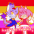 Size: 768x768 | Tagged: safe, artist:tsiot, amy rose, blaze the cat, cat, hedgehog, 2021, amy x blaze, amy's halterneck dress, blaze's tailcoat, cute, eyes closed, female, females only, holding hands, lesbian, lesbian pride, looking at viewer, outline, pride, pride flag background, shipping