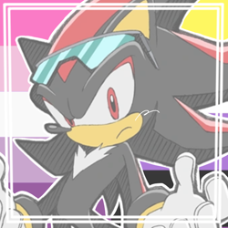 Size: 590x590 | Tagged: safe, artist:homophobic-sonic, shadow the hedgehog, edit, hyperfluxsexual, hyperfluxsexual pride, icon, nonbinary, nonbinary pride, outline, pride, pride flag background, riders style, solo
