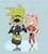 Size: 1856x2048 | Tagged: safe, artist:surgeamy, amy rose, surge the tenrec, 2022, abstract background, blushing, clenched teeth, duo, frown, holding hands, ice skates, lesbian, looking at them, outdoors, shipping, snow, surgamy, sweatdrop, winter, winter outfit