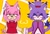 Size: 1748x1181 | Tagged: safe, artist:heysays1, amy rose, blaze the cat, cat, hedgehog, 2023, amy x blaze, amy's halterneck dress, blaze's tailcoat, blushing, clothes, cute, dress, female, females only, holding hands, lesbian, looking at viewer, shipping