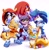 Size: 1810x1850 | Tagged: safe, artist:lucia88956289, knuckles the echidna, mighty the armadillo, miles "tails" prower, ray the flying squirrel, sonic the hedgehog, oc, oc:odd the wolf, group, male, posing, sunglasses
