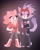 Size: 1636x2048 | Tagged: safe, artist:artyyline, amy rose, blaze the cat, cat, hedgehog, 2020, adora, amy x blaze, catra, crossover, cute, female, females only, hand on hip, lesbian, looking at them, she-ra, shipping