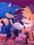 Size: 1536x2048 | Tagged: safe, artist:tetsuchibimori, miles "tails" prower, sonic the hedgehog, abstract background, age difference, cute, duo, gay, heart, holding hands, looking at each other, outdoors, rock, shipping, smile, sonabetes, sonic x tails, standing, tailabetes