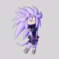 Size: 2048x2048 | Tagged: safe, artist:tsubomiiiii, oc, oc:opal the porcupine, porcupine, clothes, fankid, female, grey background, looking offscreen, magical gay spawn, oc only, parent:espio, parent:silver, parents:silvio, signature, simple background, smile, solo, yellow eyes