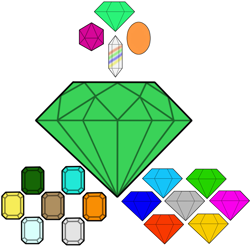 Size: 963x953 | Tagged: safe, artist:kyurem2424, au:sonic world travel, chaos emerald, gems, master emerald, paradox prism, phantom ruby, sol emerald, the order emerald, warp topaz