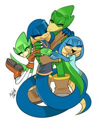 Size: 1854x2388 | Tagged: safe, artist:melodycler01, artist:melodyclerenes, oc, oc:drago the lizard, oc:viper the cobra, lizard, cobra, couple, family, father and daughter, mother and daughter, oc x oc, shipping, snake, straight