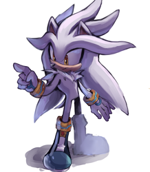 Size: 1766x2022 | Tagged: safe, artist:echaotix, silver the hedgehog, frown, looking down, pointing, simple background, solo, standing, white background