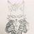 Size: 2048x2048 | Tagged: safe, artist:walkum, miles "tails" prower, nine, sonic prime, :<, chest fluff, cute, line art, open shirt, pencilwork, solo, traditional media
