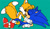 Size: 700x405 | Tagged: safe, artist:sonicspirit128, miles "tails" prower, sonic the hedgehog, 2013, duo, eyes closed, flat colors, gay, green background, holding each other, kiss, kneeling, lying down, mouth open, shipping, signature, simple background, sonic x tails