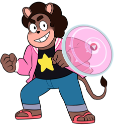 Size: 6180x6749 | Tagged: safe, artist:kyurem2424, hybrid, lion, mobianified, shield, steven universe (character), steven universe (series), traced