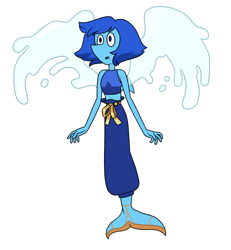 Size: 3000x3250 | Tagged: safe, artist:kyurem2424, dolphin, lapis lazuli, mobianified, steven universe (series), traced, water, wings