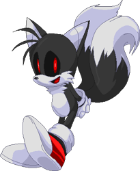 Size: 352x430 | Tagged: safe, artist:pedrocaserta, miles "tails" prower, oc, oc:tails.exe, 2020, black sclera, hands behind back, hands together, looking at viewer, mouth open, pixel art, simple background, smile, solo, transparent background