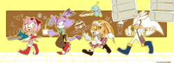 Size: 1024x373 | Tagged: safe, artist:visionskeeper, amy rose, blaze the cat, cheese (chao), cream the rabbit, silver the hedgehog