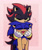 Size: 1513x1814 | Tagged: safe, artist:diesel-fang, shadow the hedgehog, sonic the hedgehog, 2023, abstract background, blushing, border, cute, duo, eyelashes, eyes closed, gay, green blush, heart, holding them, mouth open, one fang, outline, shadow x sonic, shadowbetes, shipping, sonabetes, top surgery scars, trans male, transgender